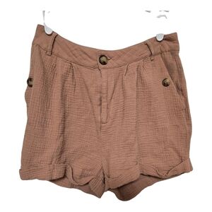 Lumiere Brown High Rise Cotton Shorts Women’s Size Large